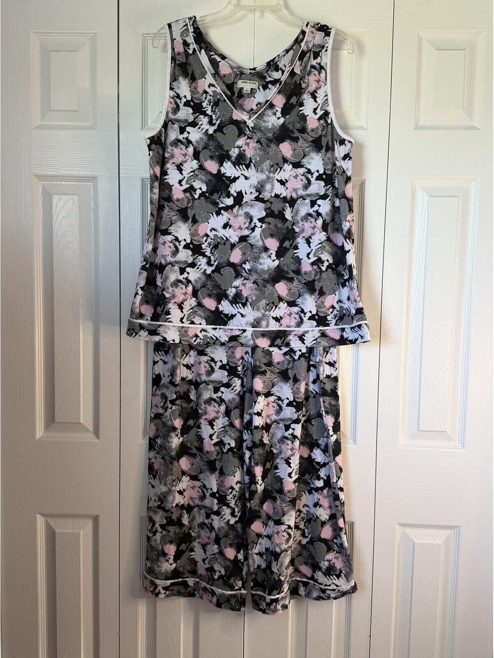 Anne Klein Two Piece Set Womens L Multicolor Floral Tank Pants Jersey Lounge